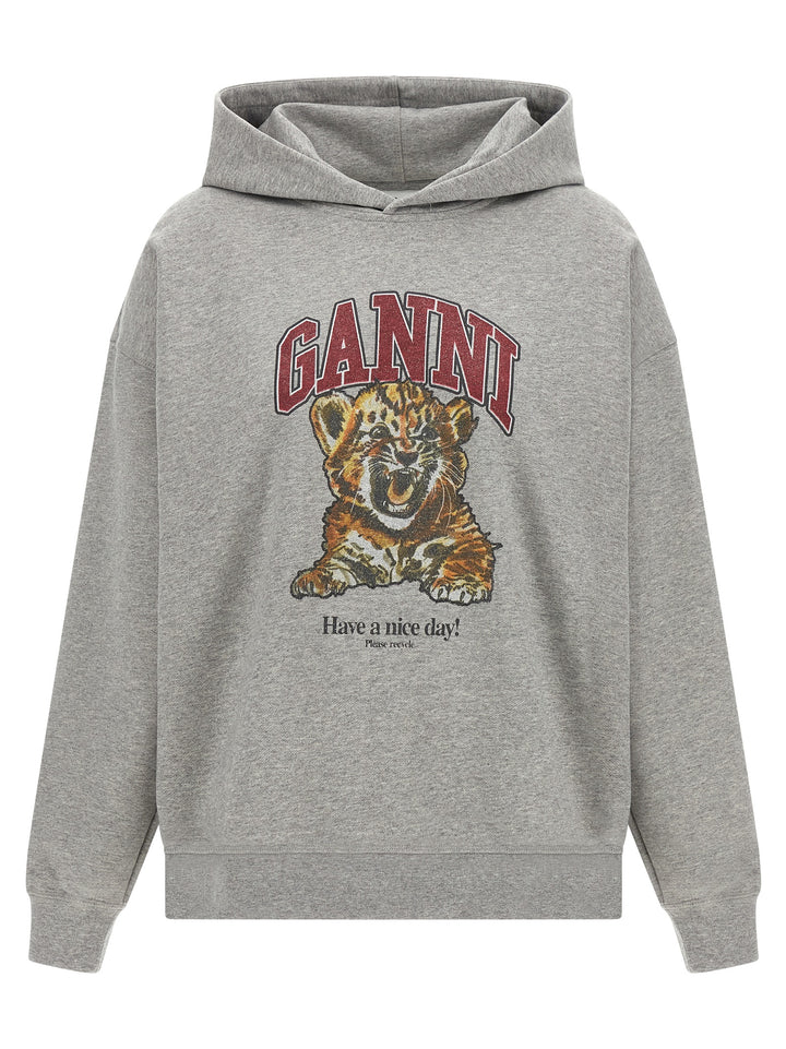 Ganni Grey Tiger Sweatshirt - Gray | 8f462d9a9b3a83ea95aeef0ca93cf2f768e6da4b