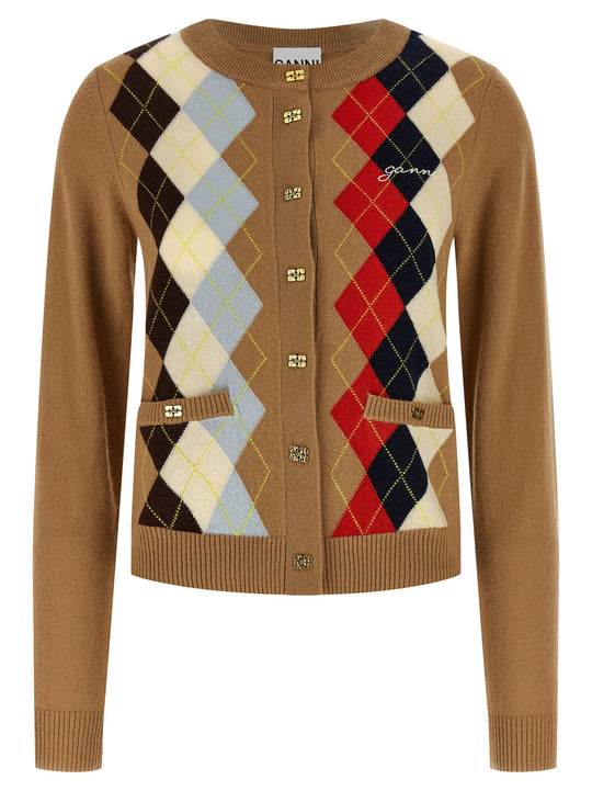 Diamond-Shaped Cardigan Sweaters And Cardigans Beige