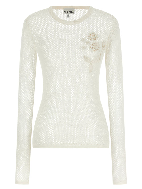 Pointelle Cotton Sweater Sweaters And Cardigans White
