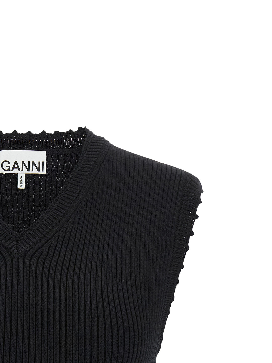 Ganni Cotton Crochet Gilet - Black | ab3187bd97646d985ef78b72e0e43ec4716a323d