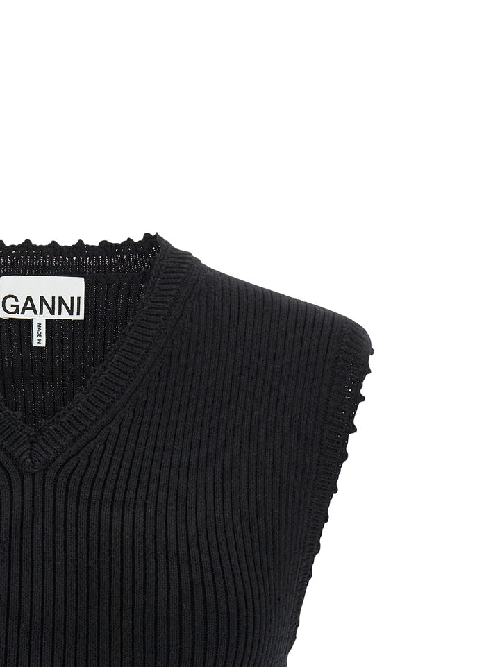 Ganni Cotton Crochet Gilet - Black | ab3187bd97646d985ef78b72e0e43ec4716a323d