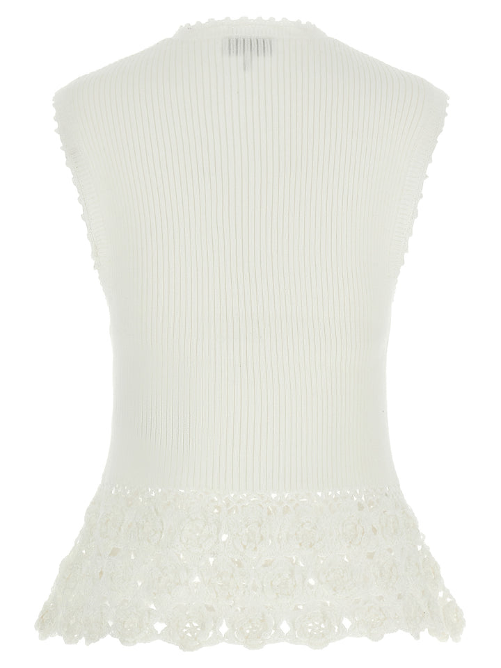 Ganni Cotton Crochet Gilet - White | a84f324b446757f60d510df4bbf023df97b43876