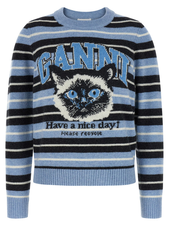 Graphic Wool Sweaters And Cardigans Light Blue