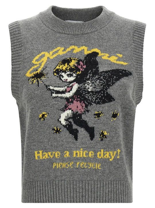 Wool Vest Gilet Gray