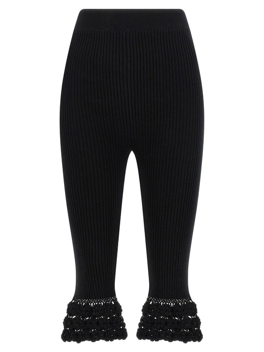 Cotton Crochet Pants Black