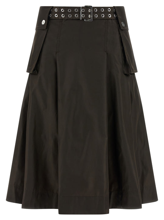 Duchesse Nylon Pleated Skirts Brown