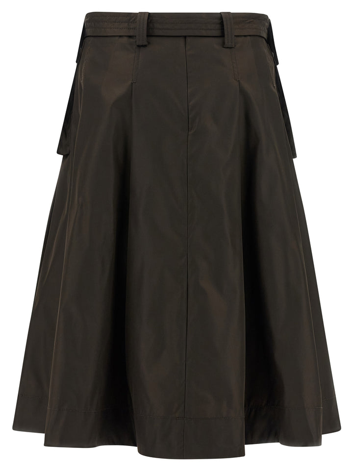 Ganni Duchesse Nylon Pleated Skirts - Brown | 396d7cedb9aa62efc559f1ae84ba4ba707523851