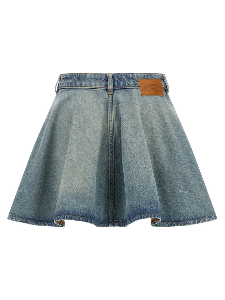 Ganni Tint Rigid Denim Skirts - Blue | 319779338da4637636c13ad1341db363741afce7
