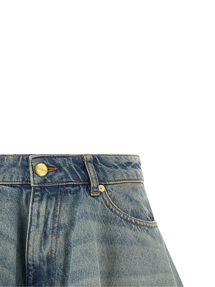 Ganni Tint Rigid Denim Skirts - Blue | 08be93e1a66d67d9a64d02ce7a08c882db2ef1c6