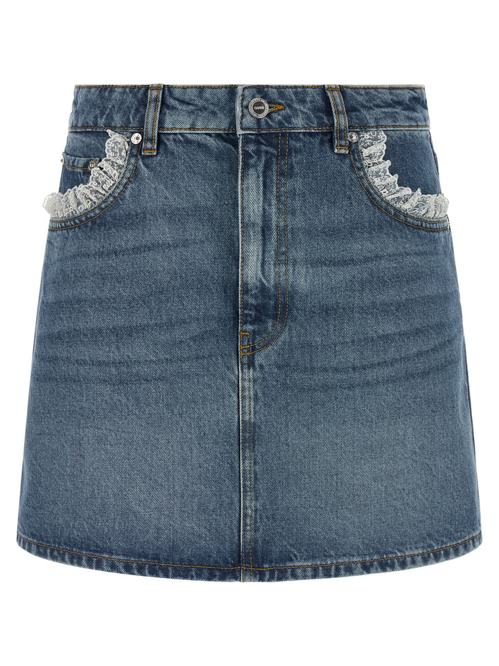 Ganni Denim And Lace Skirt Skirts - Blue | e6e2fcabcb8f191889c502684b217e47e892e21e