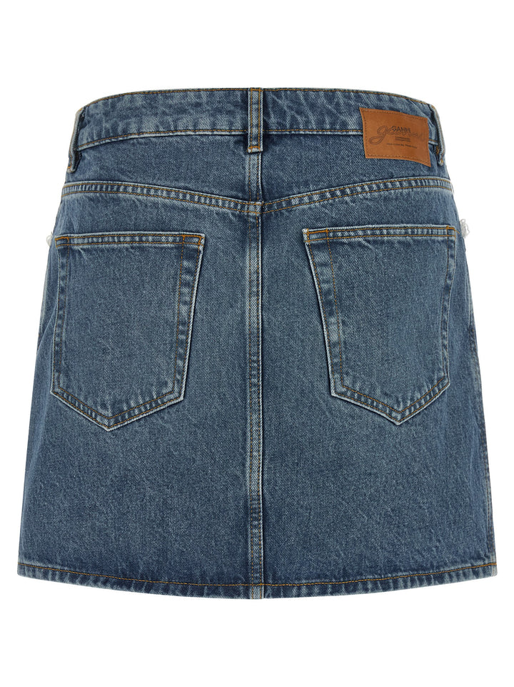Ganni Denim And Lace Skirt Skirts - Blue | 7c55364c792c8e1951d854ce89483fecb5cd34e7