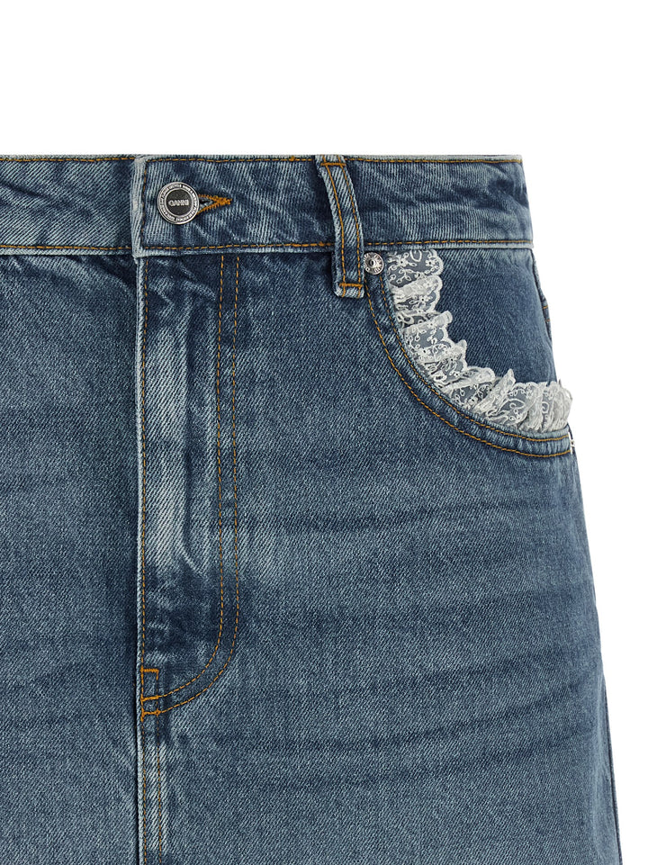 Ganni Denim And Lace Skirt Skirts - Blue | cc2f2d3171b2f8bc5fca5114d26342dfef33d456