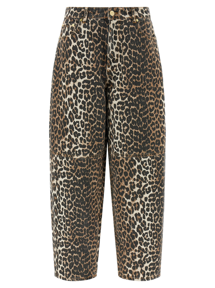 Ganni Leopard Printed Stary Jeans - Brown | 91bd9f313db19aa9fb88ac29635e096723844e6e