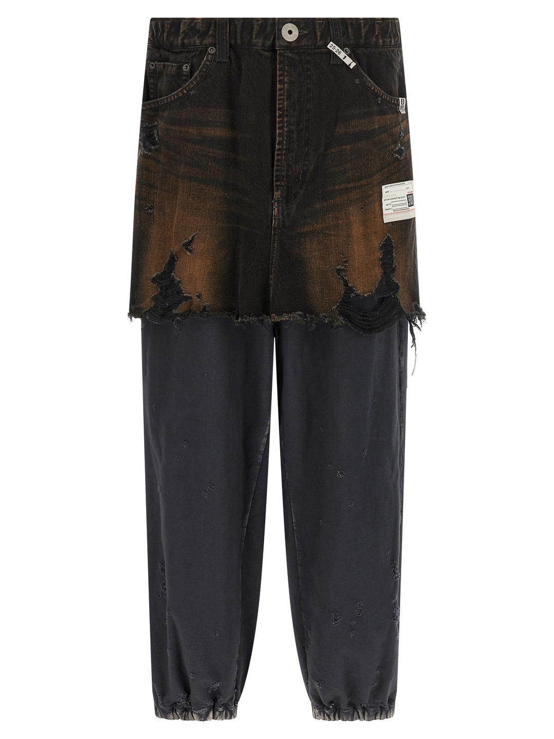 Maison Mihara Yasuhiro Waist Layered Denim Pants - Black | dee6ca455030b3540fd0312737e8d0b4a72d0507