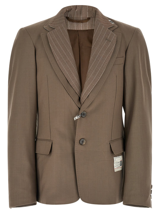 Double Layer Lapel Jacket Blazer Beige