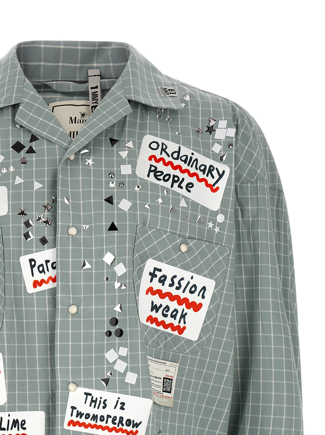 Maison Mihara Yasuhiro Shirt Adhesive Decorations Shirt and Blouse - Light Blue | 3f34ca86f5f0eae378fd2711442ce675c531a08d