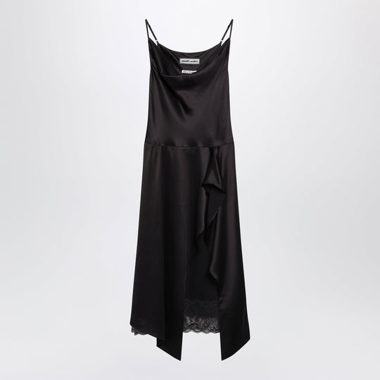 Shiny Satin Slip Dress Dark Brown