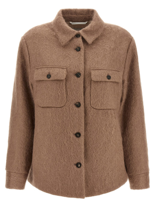 Bouclé Overshirt Puffer Jackets Beige