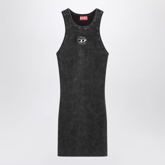 Washed Black Dress With Metallic Oval D