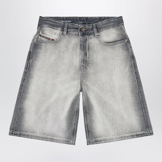 Grey De-Sire Skeleton Denim Bermuda Shorts