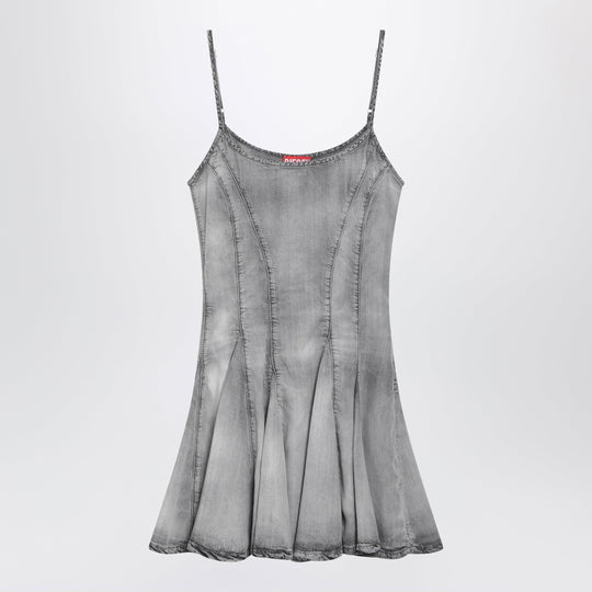 Grey Skeleton Denim Mini Dress By Diesel