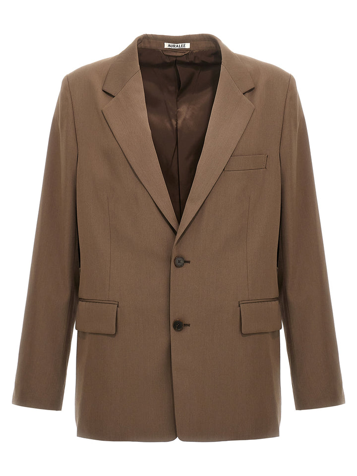 Auralee Single-Breasted Wool Blazer - Brown | 79a1572fba2d509e723200ea25d65f9a166845e7