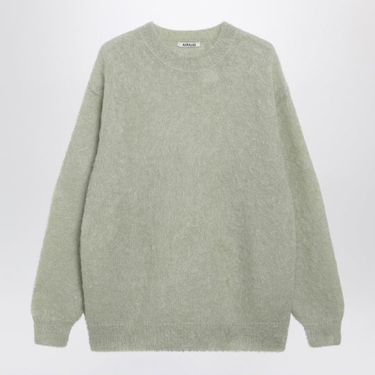 Light Green Brushed Mohair-Blend Sweater