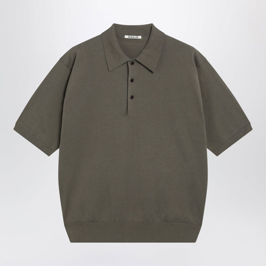Olive Grey Short-Sleeved Cotton Polo Shirt