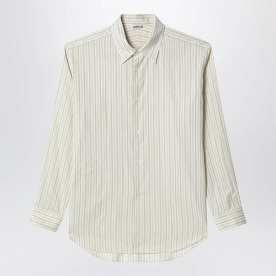 Ivory Striped Cotton And Silk Shirt