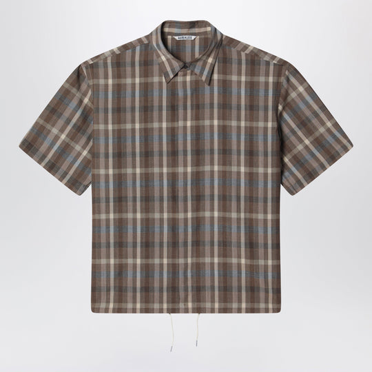 Short-Sleeve Wool Check Shirt
