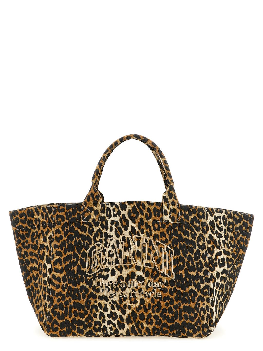 Ganni Leopard Xxl Tote Bag - Brown | 4938be08292346212136da2758d9496c018dbe89