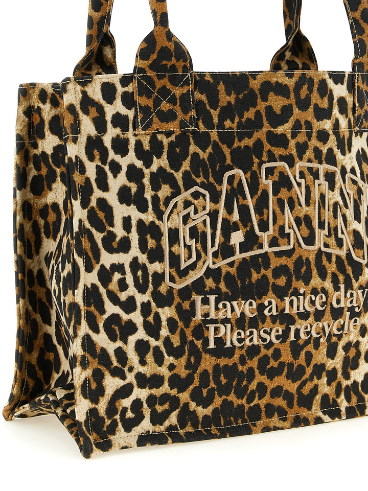 Ganni Leopard Tote Bag - Brown | b46faefe05394aa6b5165a5aa397c4a53289e92e