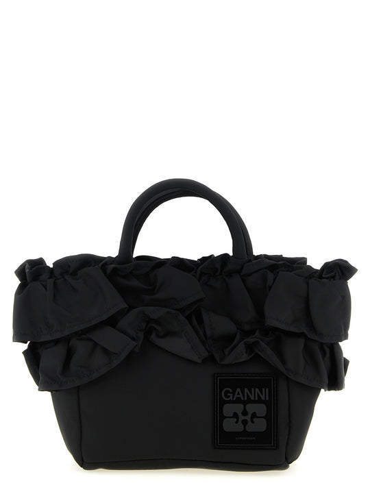 Mini Shopper Ruffle Hand Bags Black