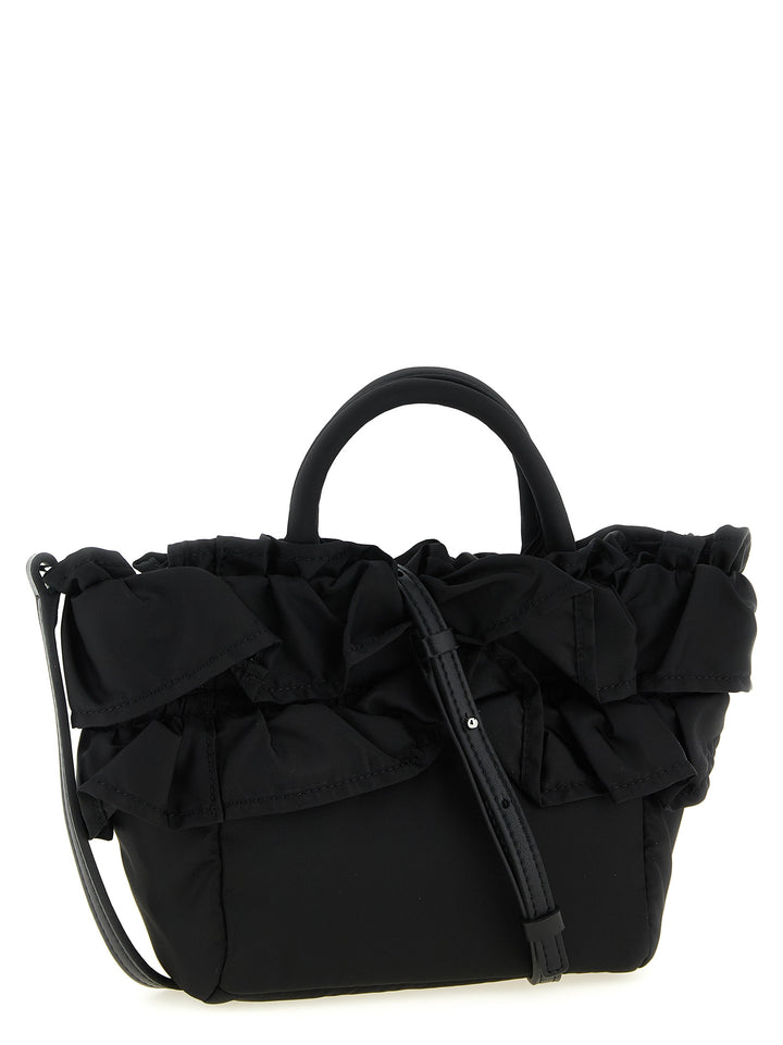 Ganni Mini Shopper Ruffle Hand Bags - Black | 9c4a7e60a38fd7efb4f72926f339af1f9cbdaf1c