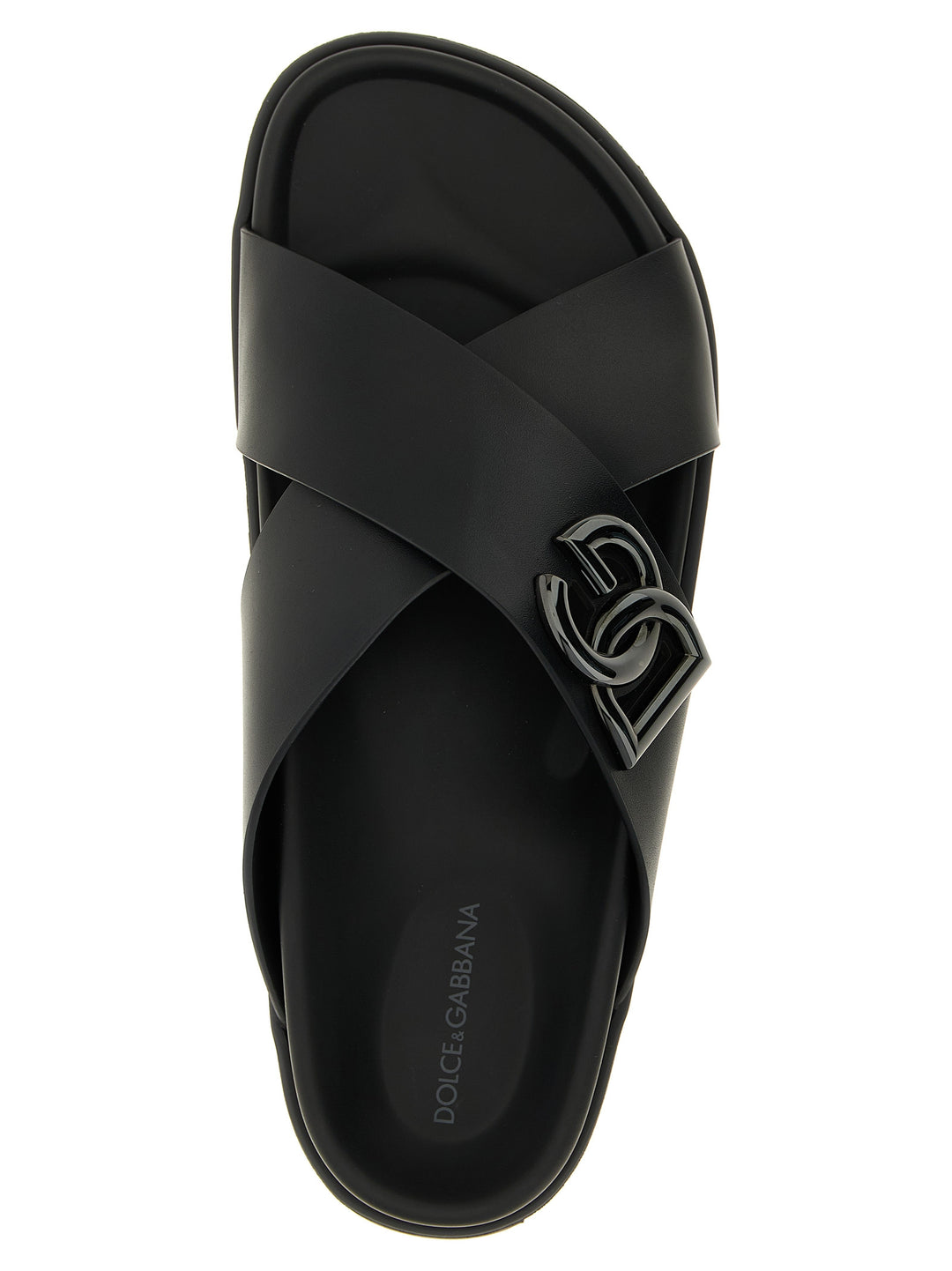 Dolce & Gabbana Leather Slides Sandals - Black | 3f332bf2e708784d18bd3b4950ff5157f67a9402