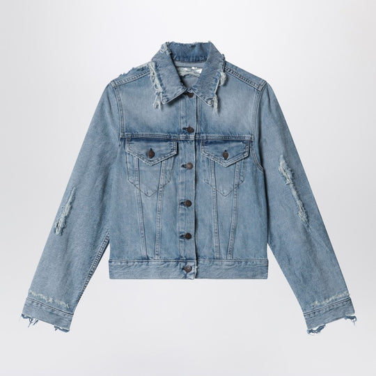 Distressed Denim Jacket Light Blue