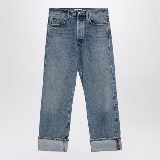 Light Blue Fran Jeans In Organic Denim With Turn-Ups