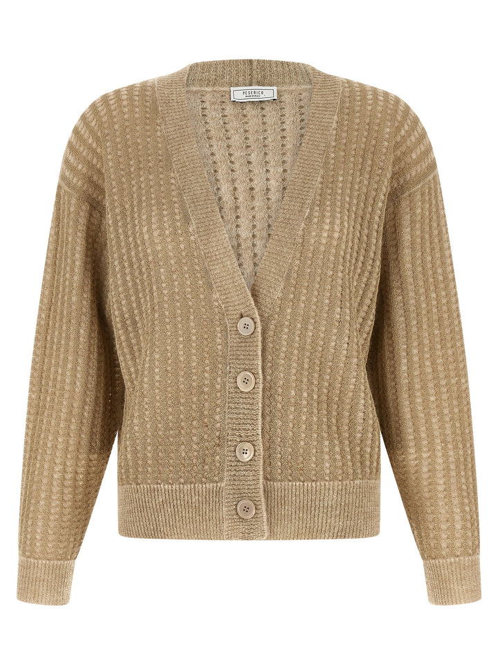 Peserico Waffle Lamé Cardigan Sweaters and Cardigans - Beige | c489f445e39f53ae3b459b30f58a209227cb9cce