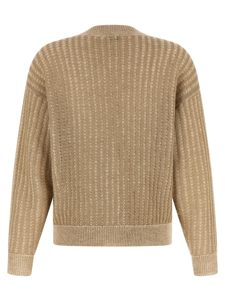 Peserico Waffle Lamé Cardigan Sweaters and Cardigans - Beige | b91aa29a8d6cfcc4cfc388272d5461f34c97b635