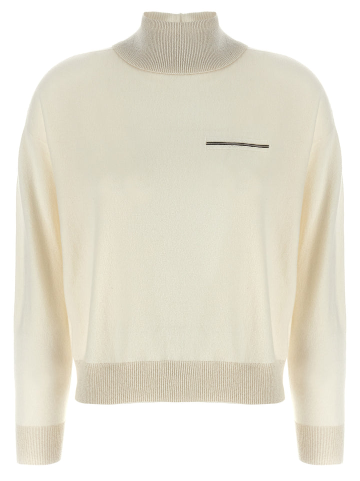 Peserico Lurex Details Turtleneck Sweater Sweaters and Cardigans - White | 5eb273efc7db155f51f68f98ee728d3c8da9a339