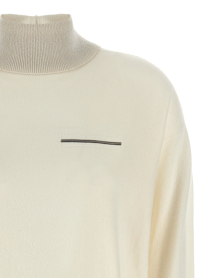 Peserico Lurex Details Turtleneck Sweater Sweaters and Cardigans - White | 748d605afc532723b028d000ee59a89d7dabbd3f