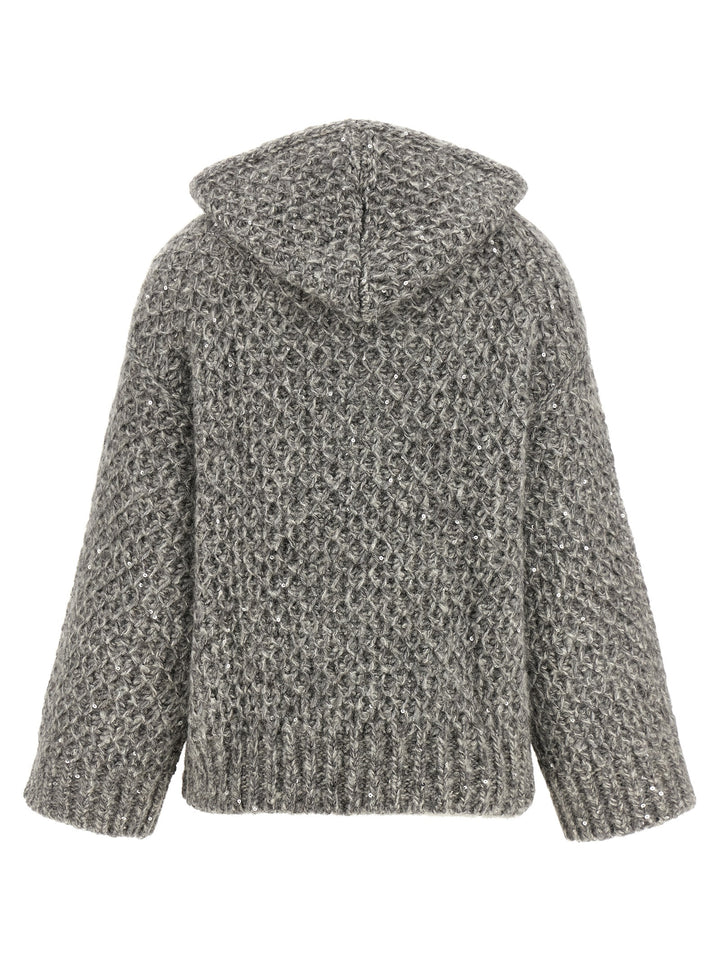 Peserico Zipped Hooded Cardigan Sweaters and Cardigans - Gray | abd951556ad010743b2eea63671e48caf6c54799