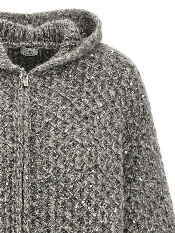 Peserico Zipped Hooded Cardigan Sweaters and Cardigans - Gray | b3b8aa2961e521c6fafc4e2c60890a715e237a6e