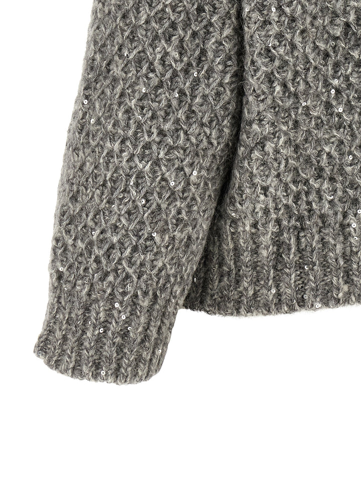 Peserico Zipped Hooded Cardigan Sweaters and Cardigans - Gray | 66ed308966c047303007b9dd27365e72d4995343