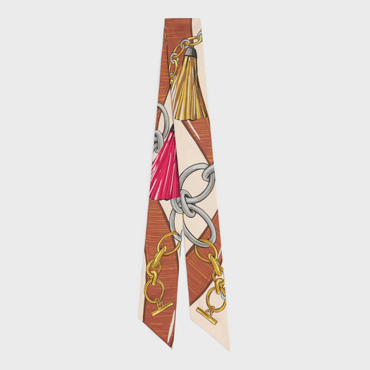Thin Silk Foulard Ivory/Brown