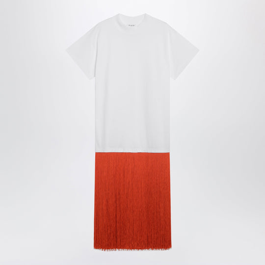 Fringed Cotton Jersey T-Shirt In White
