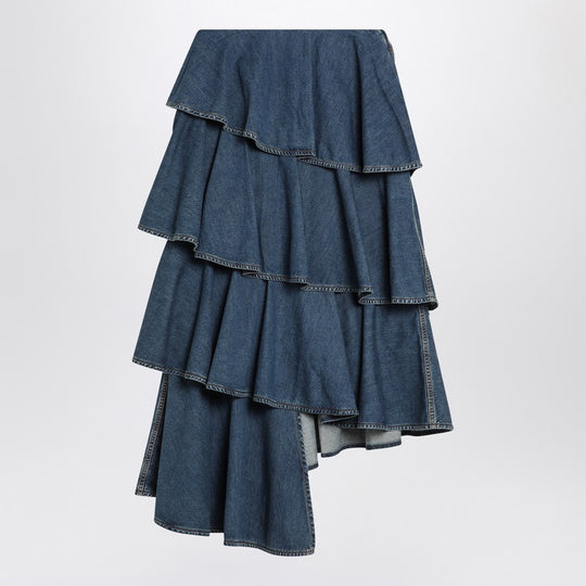 Asymmetrical Spiral Denim Skirt
