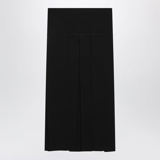 Pleated Black Midi Skirt In Silk Blend