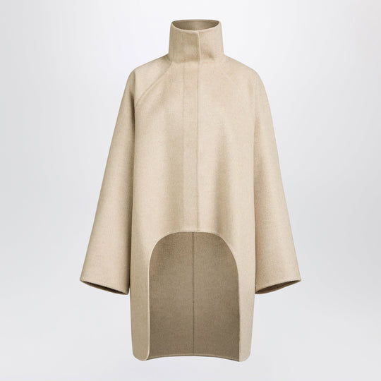 Asymmetric Double-Face Cashmere Coat In Beige