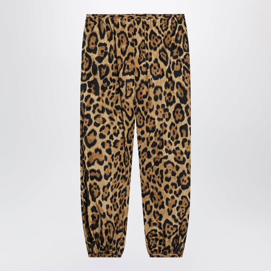 Leopard-Print Nylon Trousers